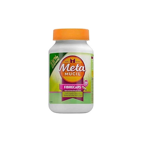 Metamucil Daily Fiber Supplement – 300 Psyllium Capsules for Digestive Health